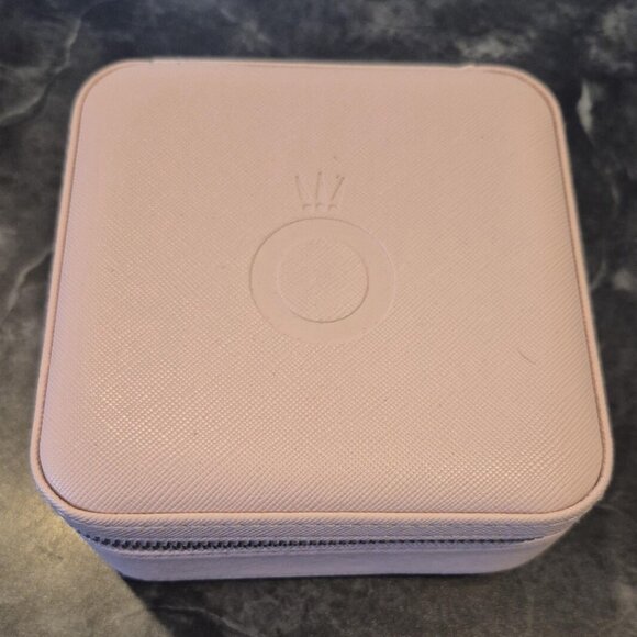 Pandora Pink Small Square Zipper Jewelry Box Travel Case Jewelry Case - Picture 1 of 3